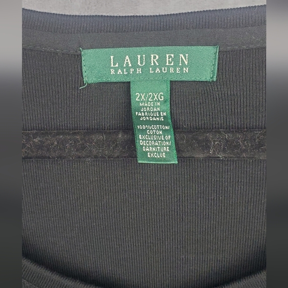 LAUREN RALPH LAUREN BLACK COTTON DRESS WITH SOFT TAN LEATHER BELT SIZE 2X - Picture 3 of 9